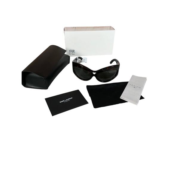 SAINT LAURENT  Cat Eye Injection Havana Grey 67 Mm Women S Sunglasses - Picture 8 of 9